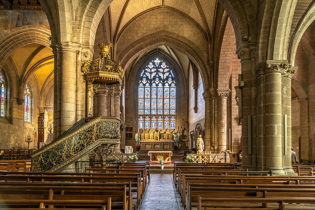 Interior of the Basilica of Notre-Dame-du-Roncier in Josselin, Brittany, France