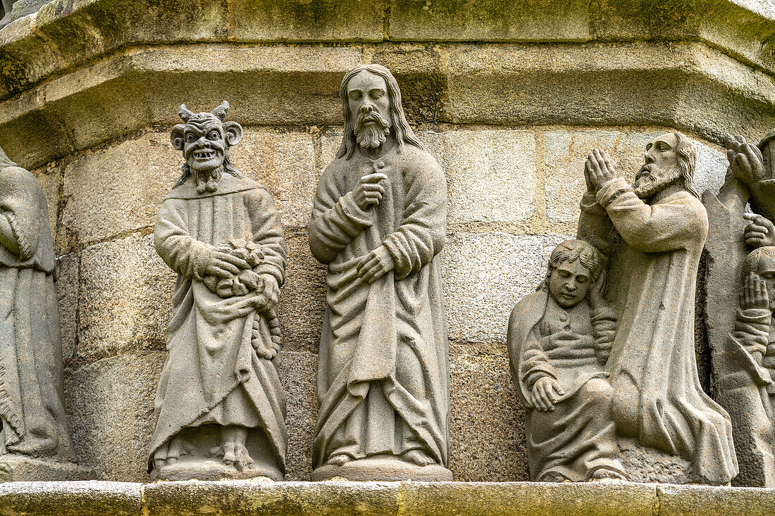 Figures of Calvaire in the Walled Parish of Plougonven, Brittany, France