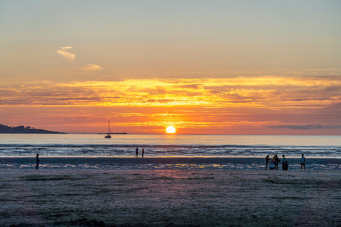 Sunset at Saint-Michel-en-Grève beach, Brittany, France