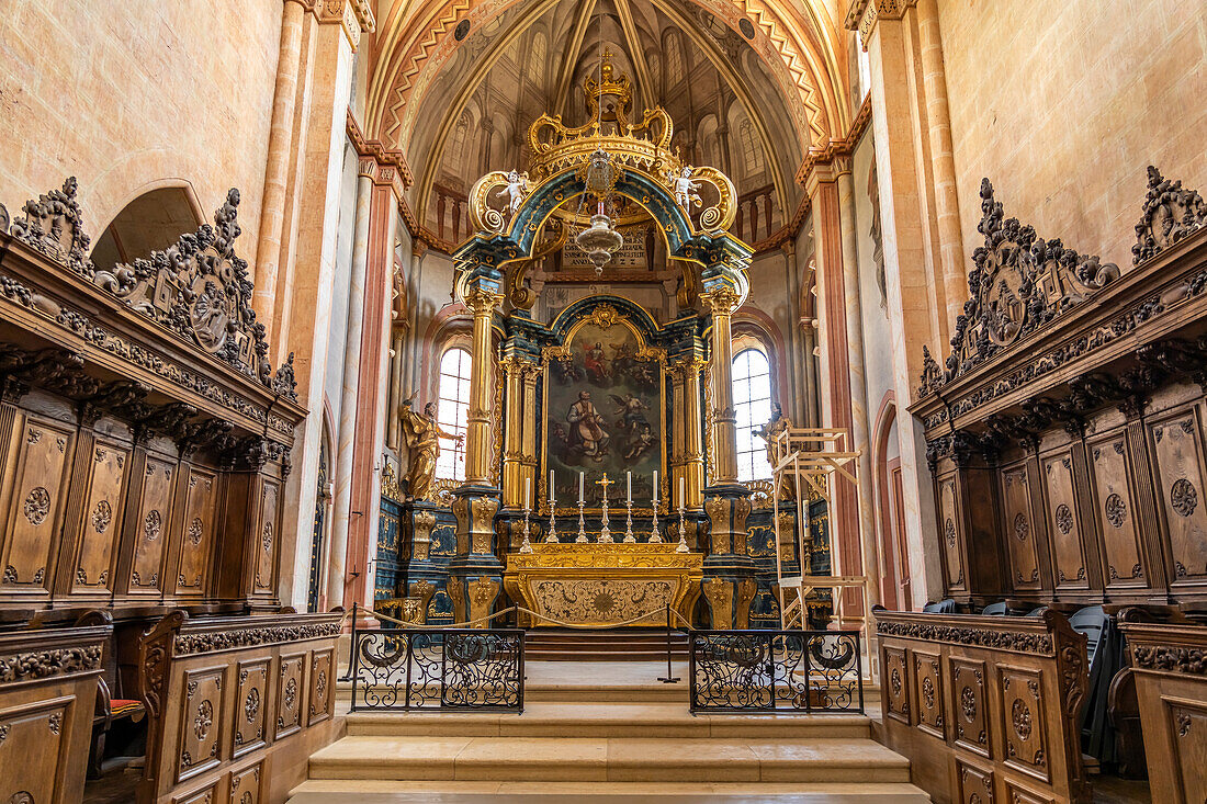 Altar of the collegiate church in Saint-Ursanne, Switzerland, Europe