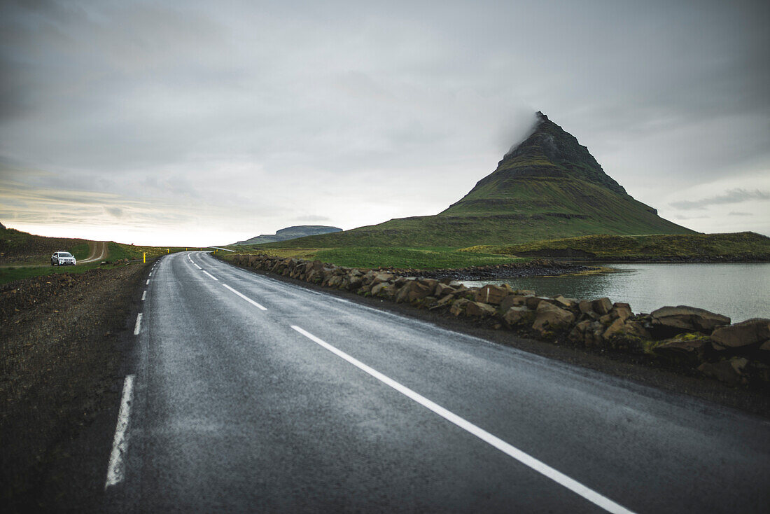 Road by Kirkjufell in Iceland