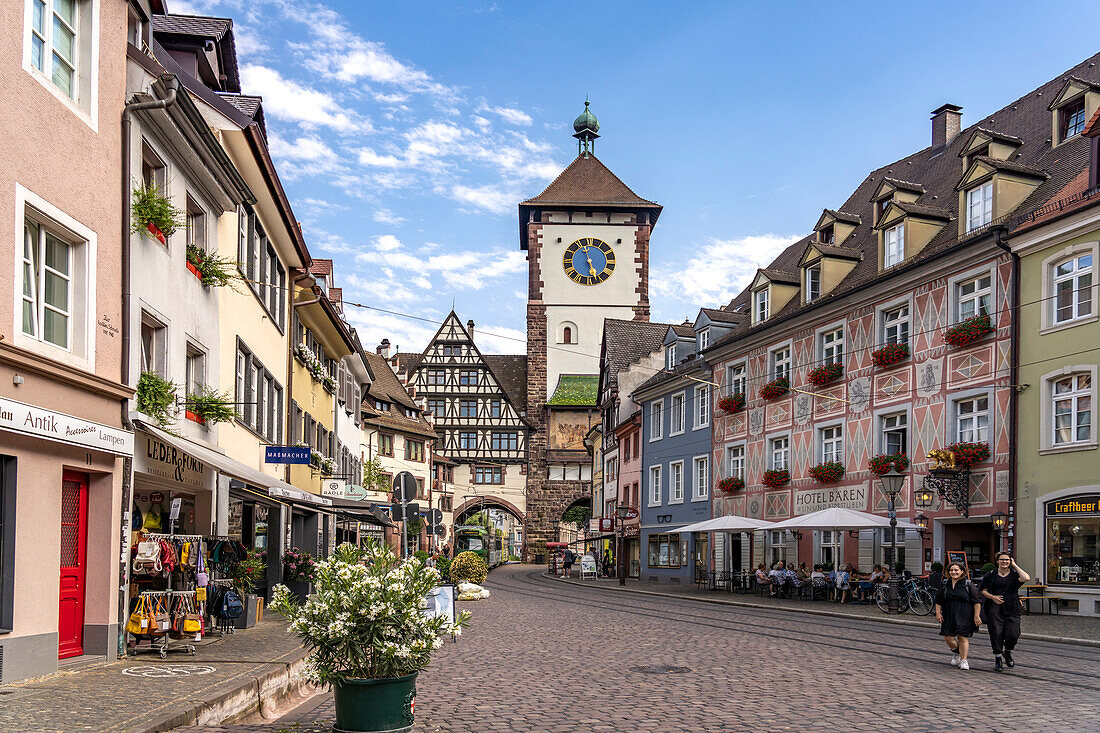 Da medieval city gate Schwabentor in Freiburg im Breisgau, Black Forest, Baden-Württemberg, Germany