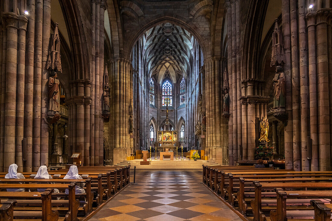 Interior of Freiburg Minster, Freiburg im Breisgau, Black Forest, Baden-Württemberg, Germany