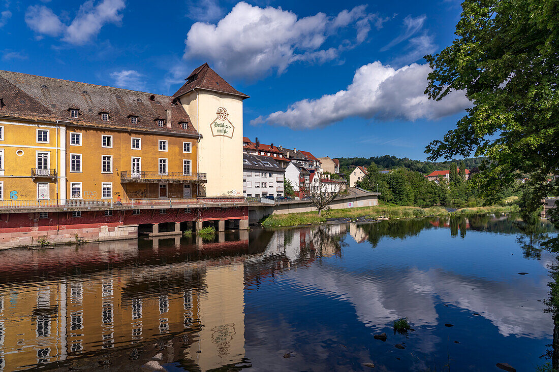 Bridge Mill in Gernsbach and the Murg River, Murg Valley, Black Forest, Baden-Württemberg, Germany