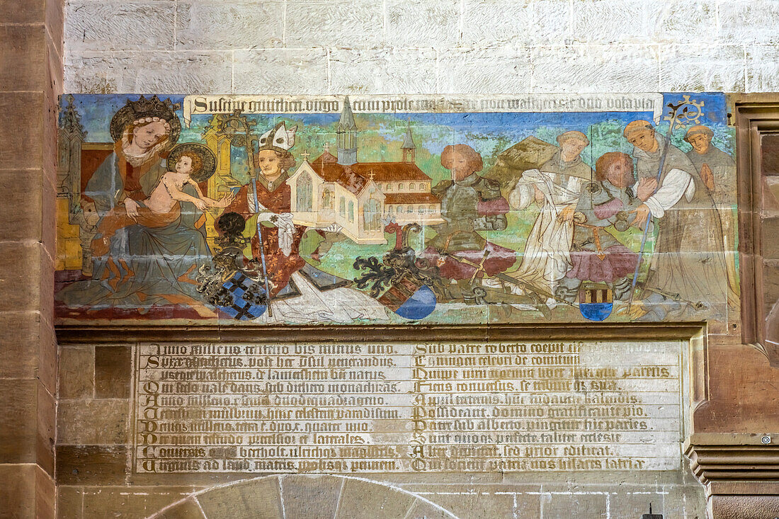 Wandbild im Innenraum der Klosterkirche, Kloster Maulbronn, Maulbronn, Baden-Württemberg, Deutschland 