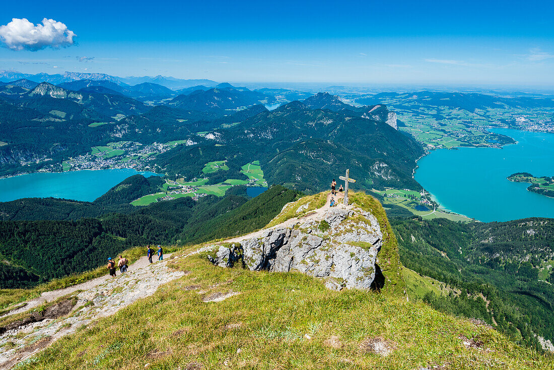 View from the Schafberg on the Mondsee and the Wolfgangsee, Salzkammergut, Austria