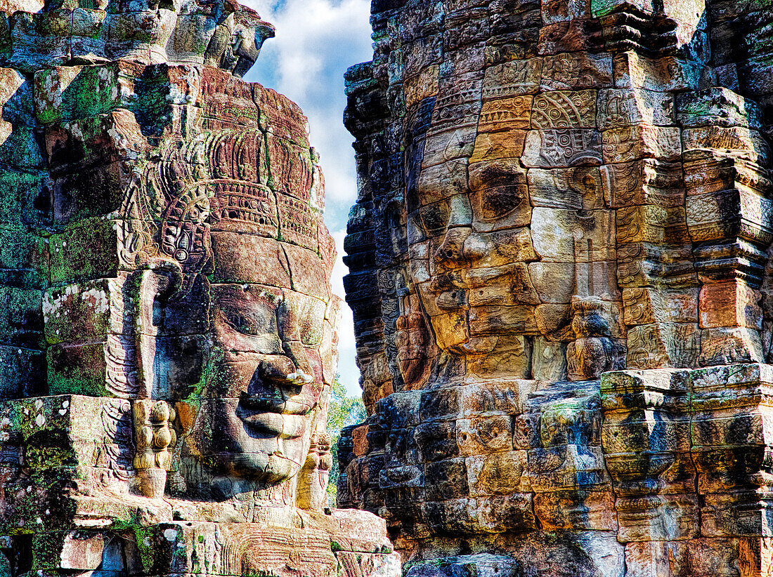 Kambodscha, Angkor Watt, Siem Reap, Gesichter des Bayon-Tempels