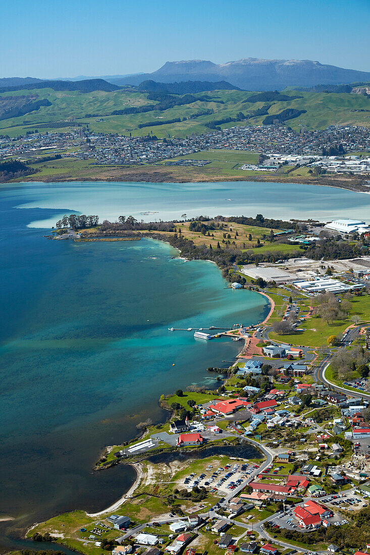 Ohinemutu Maori Village, Lake Rotorua and waterfront, Rotorua, North Island, New Zealand