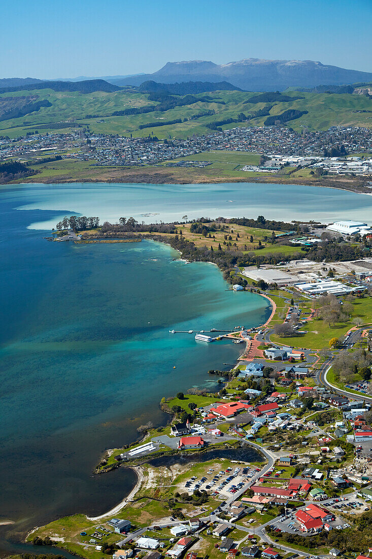 Ohinemutu Maori Village, Lake Rotorua und Waterfront, Rotorua, Nordinsel, Neuseeland