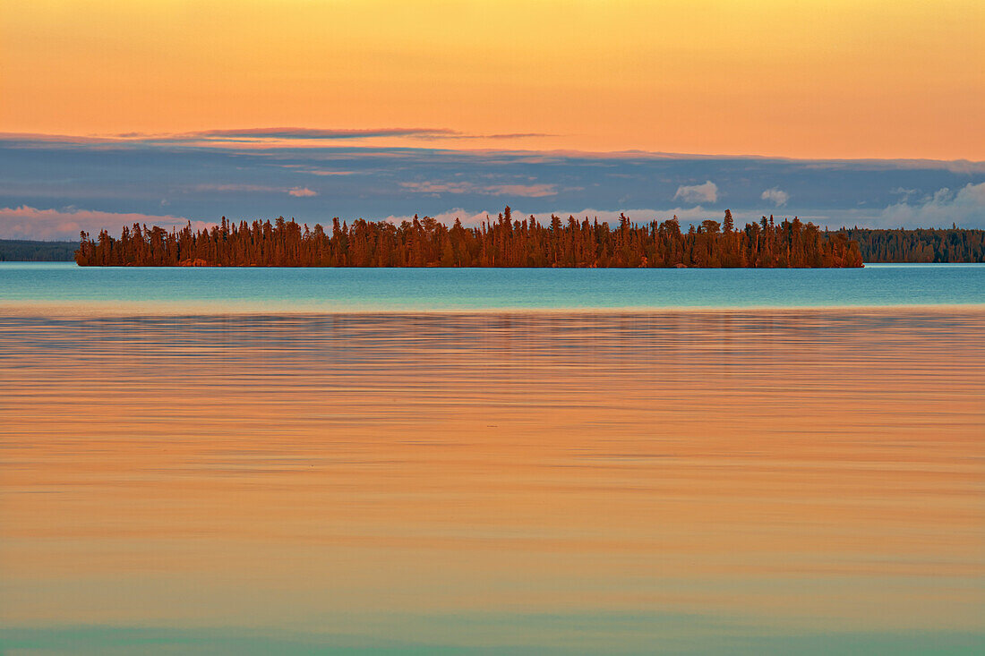 Canada, Ontario. Perrault Lake at sunset