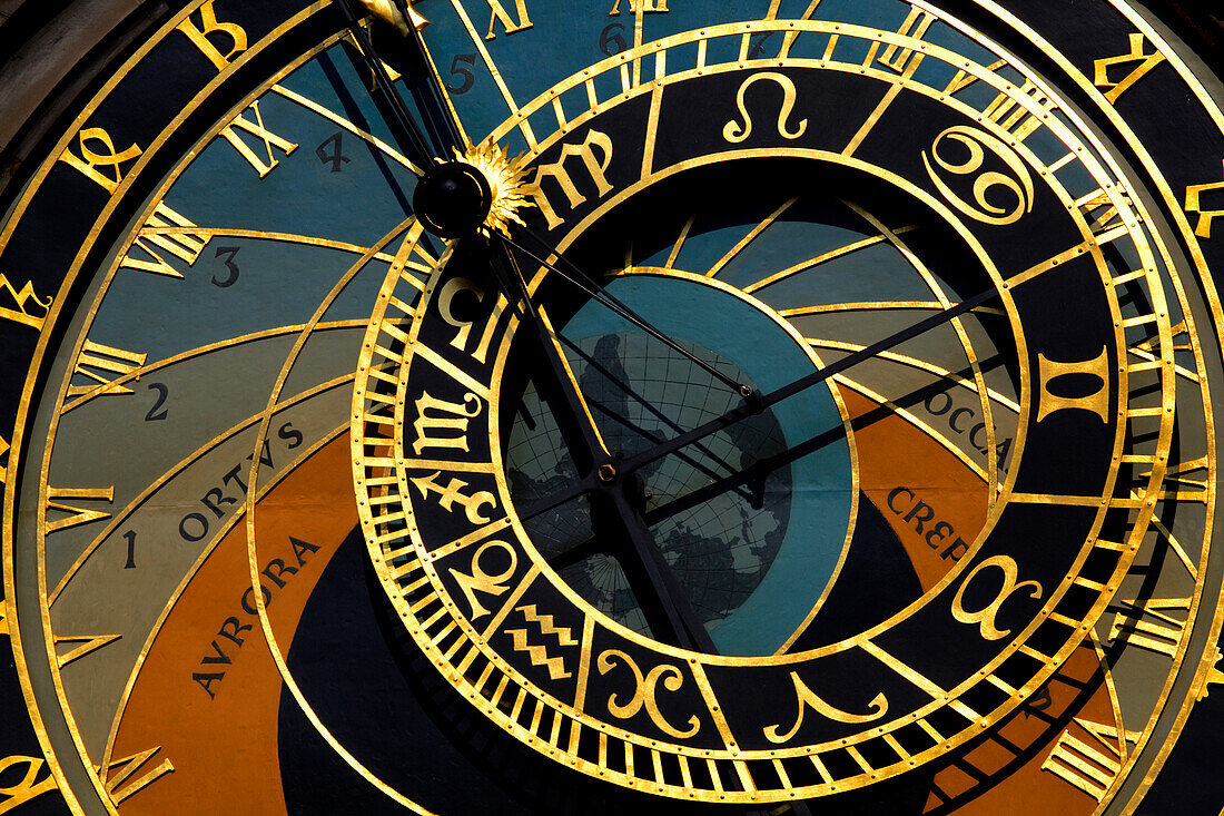 Czech Republic, Prague. Close-up of astronomical clock in Old Town Square