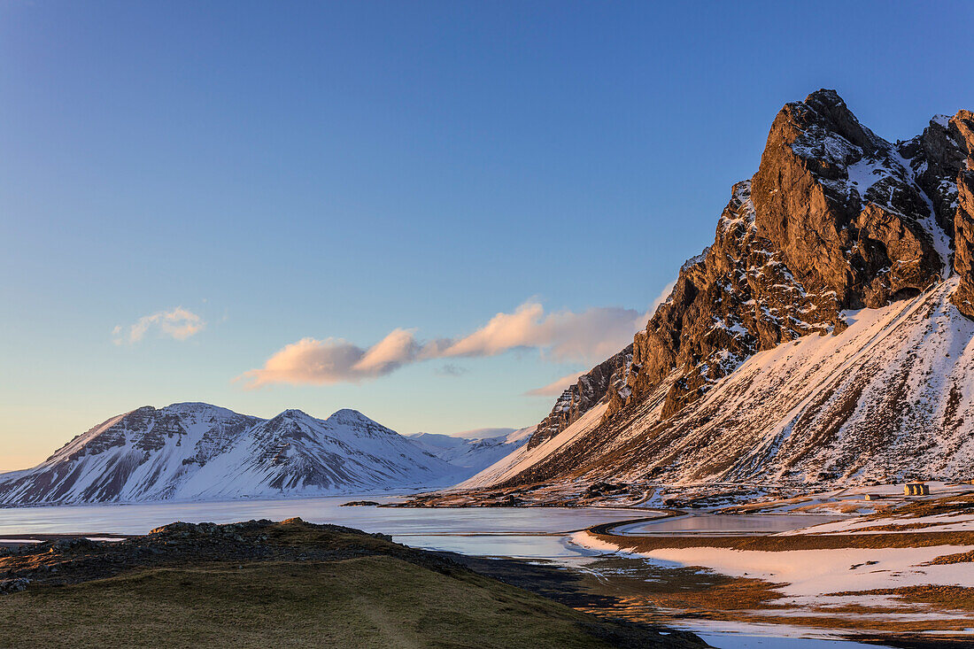 Vikurfjall mountain and the Ring Road in southeastern Iceland