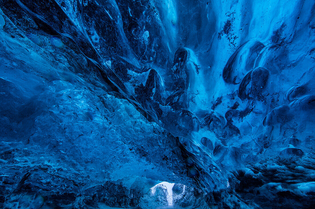 Crystal Ice Cave under Vatnajokull Glacier in south Iceland
