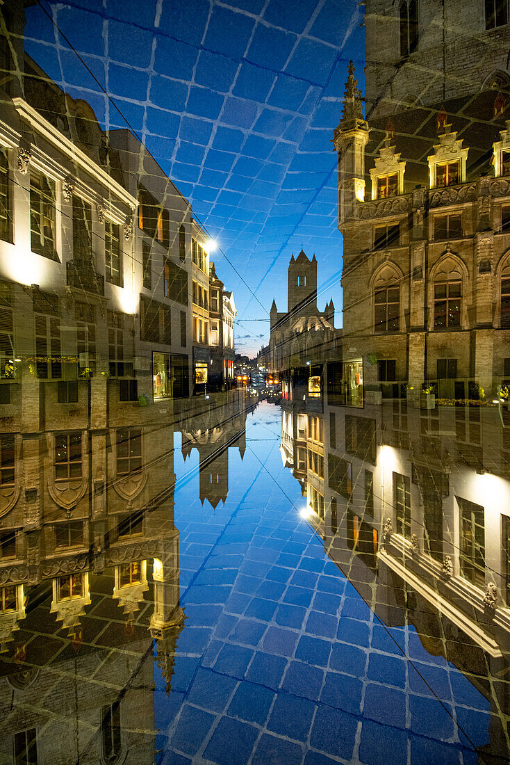 Double exposure of downtown Ghent, Belgium.