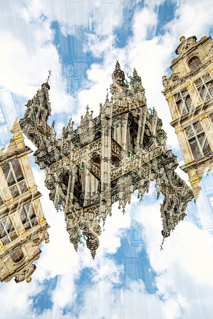 Doppelbelichtung des Brüsseler Hauptplatzes, des Grand Place, Brüssel, Belgien