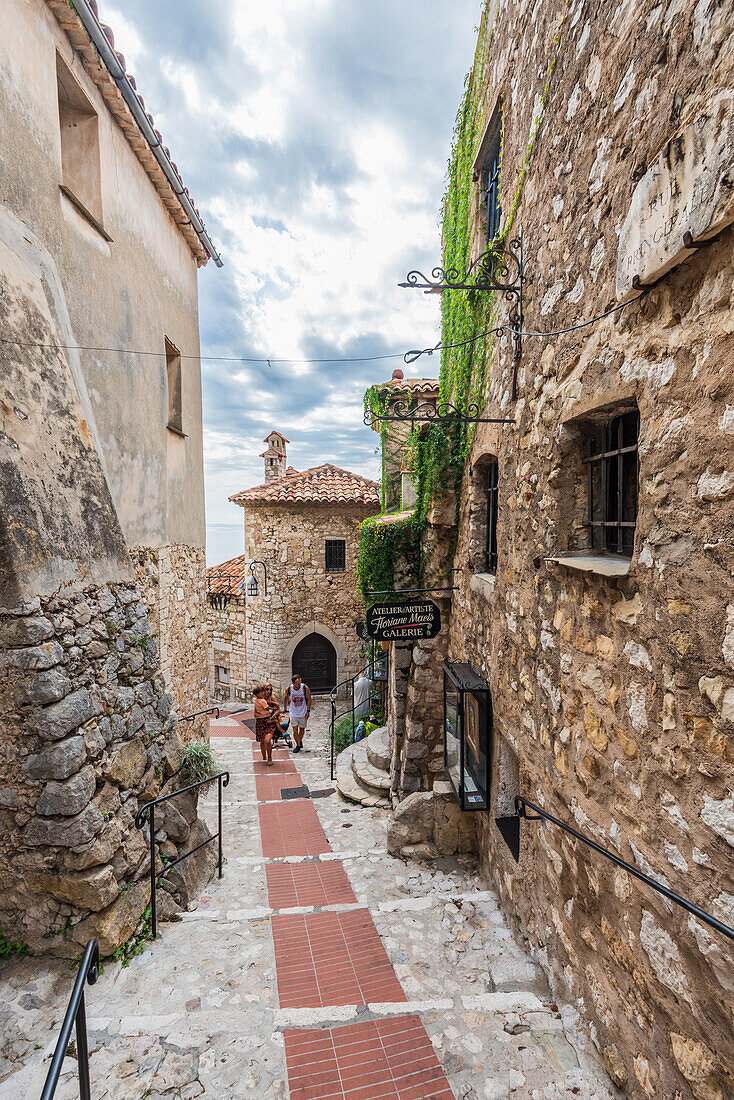 Alley in the mountain village of Èze Village in the French Maritime Alps, Provence, France