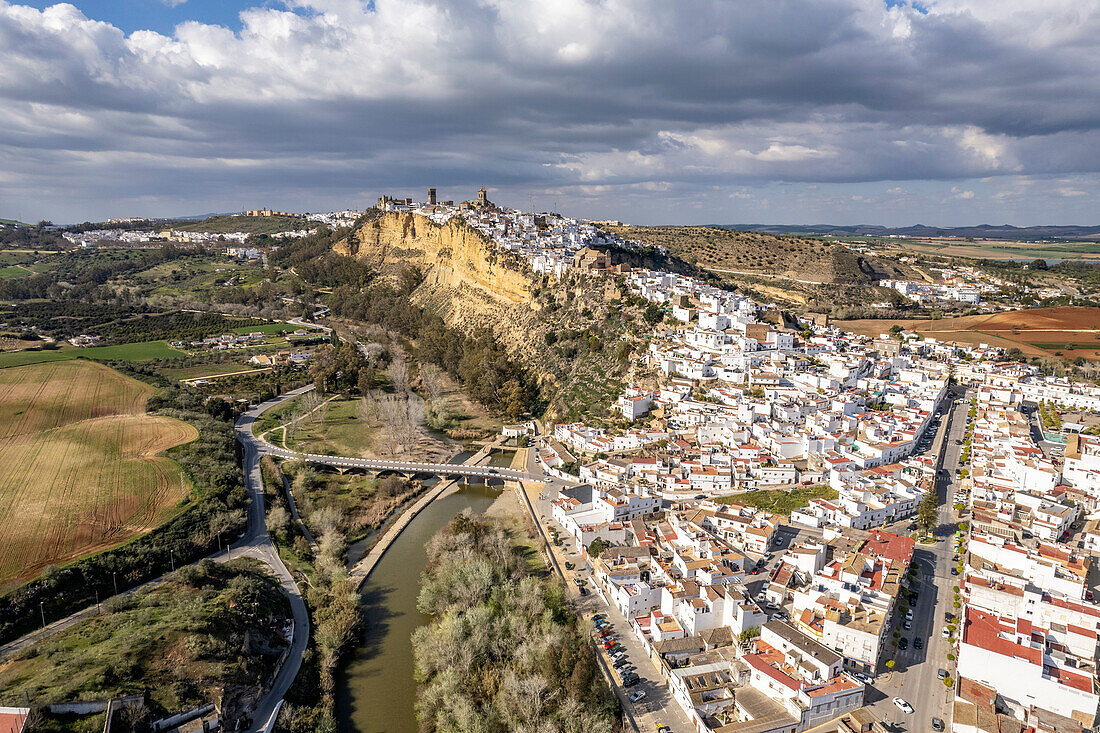 The white houses of Arcos de la Frontera seen from above, Andalusia, Spain