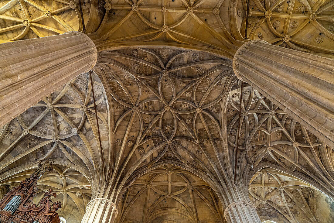 Church ceiling of the Basilica of Santa María de la Asunción in Arcos de la Frontera, Andalusia, Spain