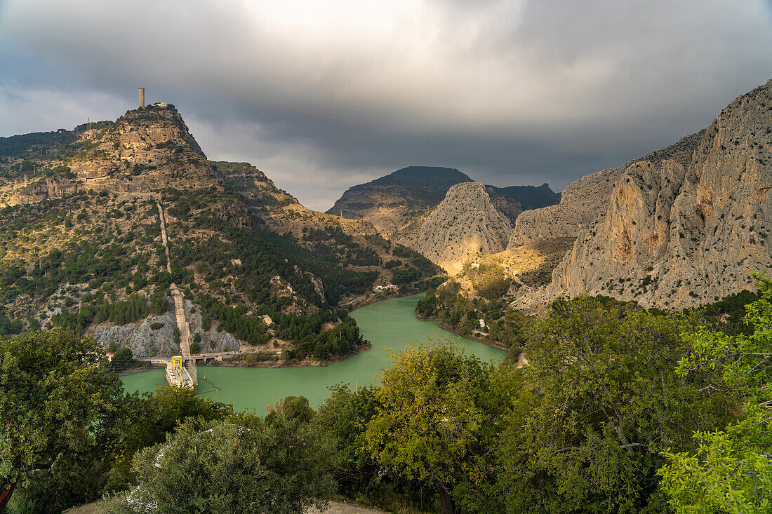 The Tajo de La Encantada reservoir and the Garganta del Chorro gorge, Andalusia, Spain