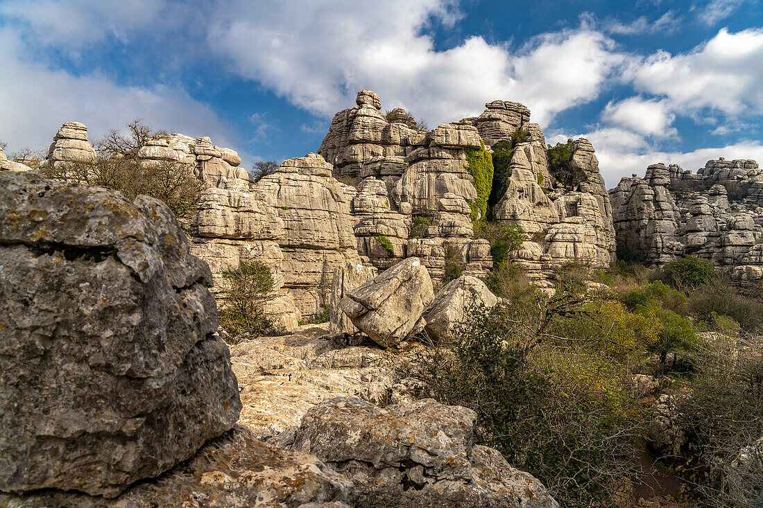 The extraordinary karst formations in the El Torcal nature reserve near Antequera, Andalusia, Spain