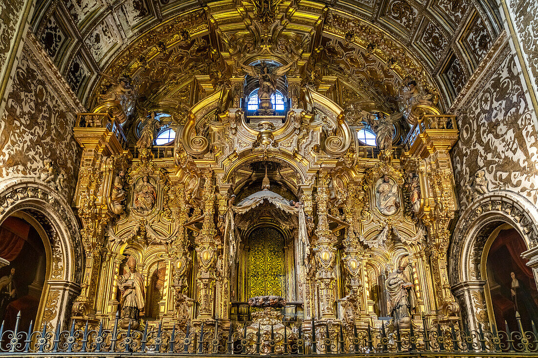 Altar einer Seitenkapelle der Kathedrale Santa María de la Encarnación in Granada, Andalusien, Spanien 