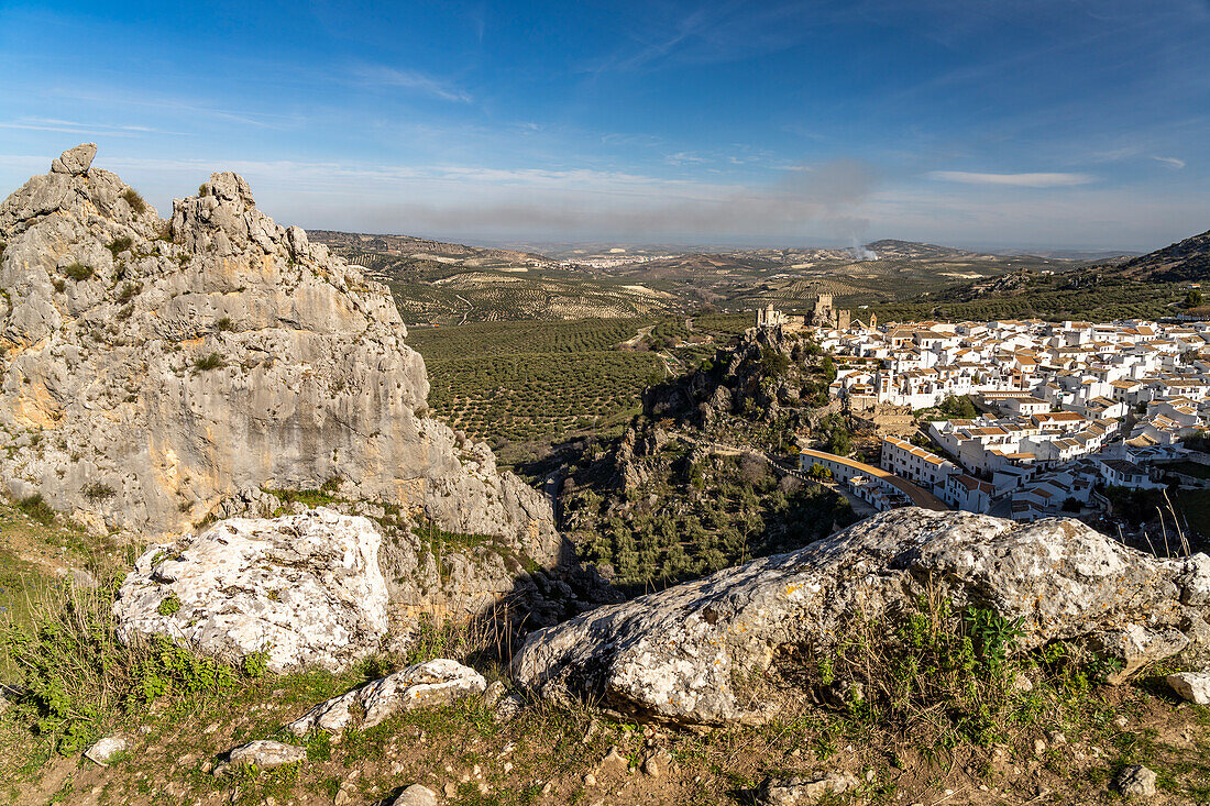 the white town with moorish castle, Zuheros, Andalusia, Spain