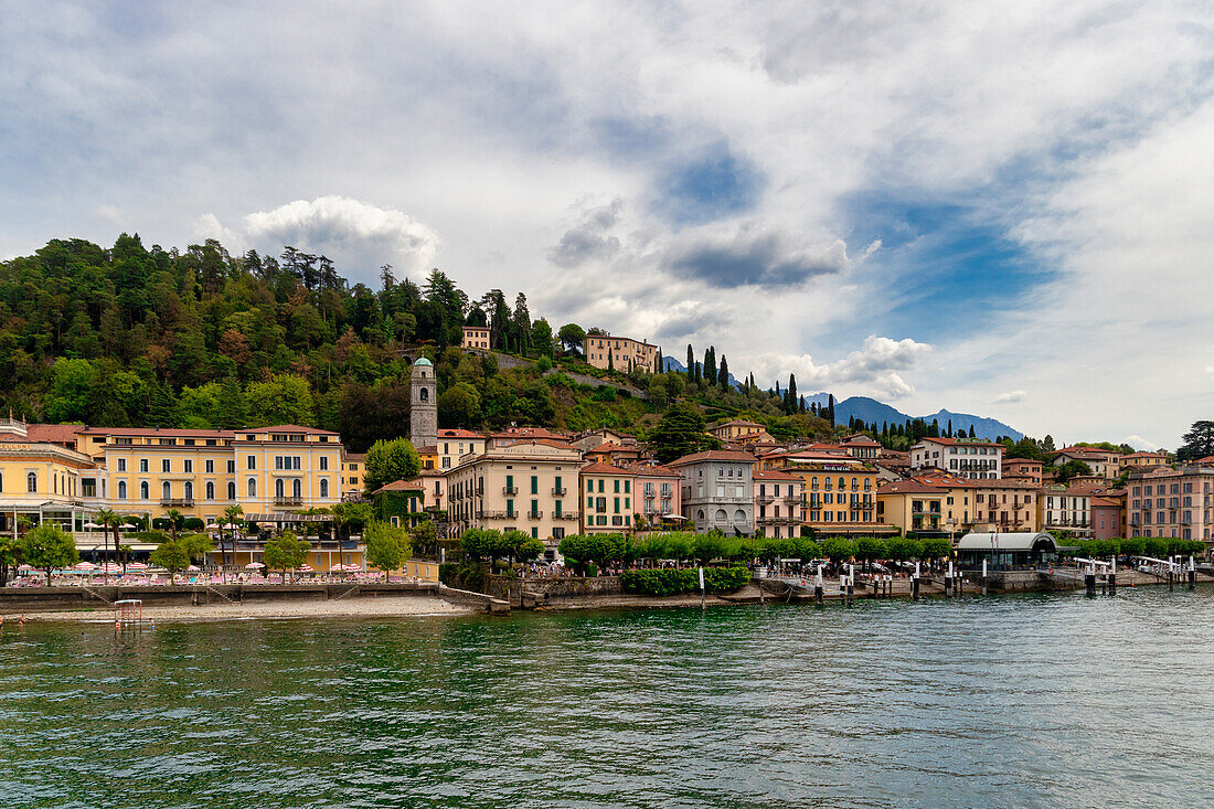 View from the lake of the village of Bellagio, Como Lake, Lombardy, Italy