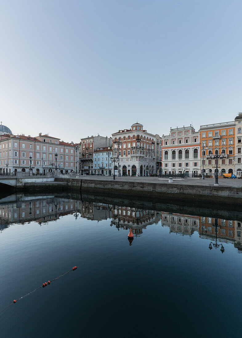 Just after sunrise on the Grand Canal in Trieste, Friuli Venezia Giulia, Italy.