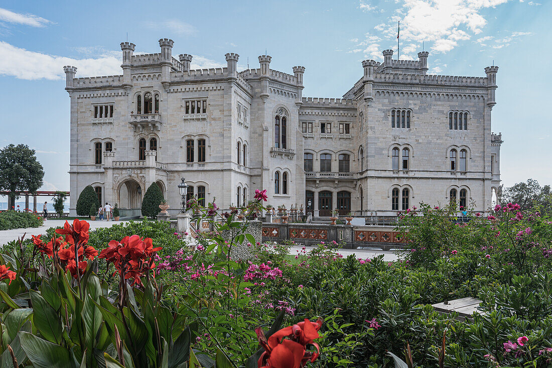 The Miramare Castle on the Gulf of Trieste, Friuli Venezia Giulia, Italy.