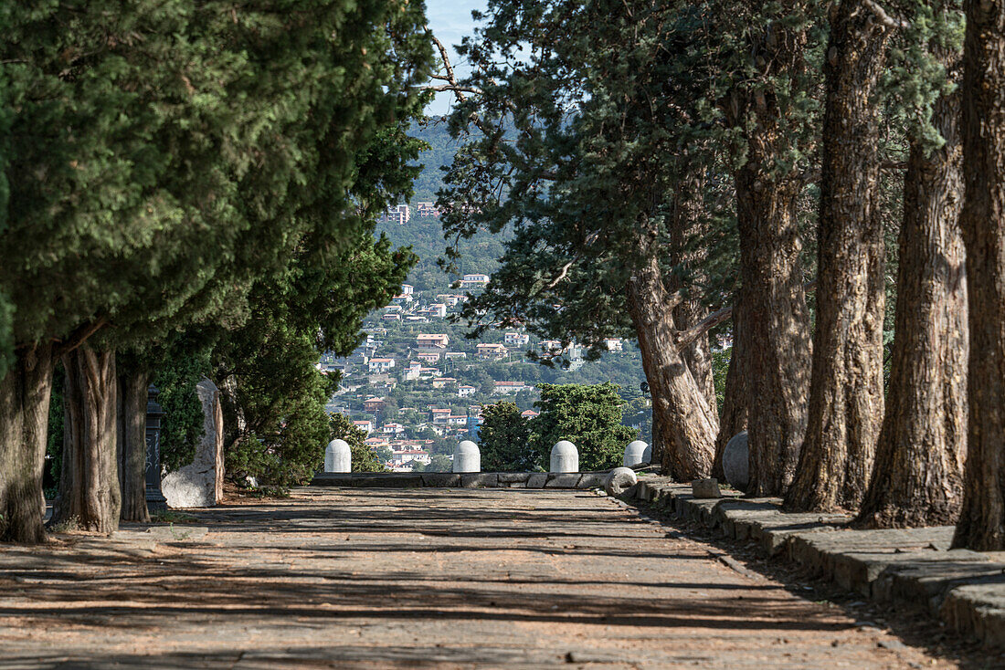 City viewpoint at the Castello di San Giusto in Trieste, Friuli Venezia Giulia, Italy.