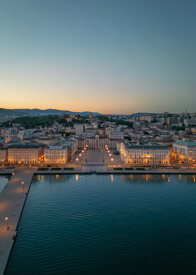 View over the rooftops and Piazza dell&39;Unita d&39;Italia in Trieste, Friuli Venezia Giulia, Italy.