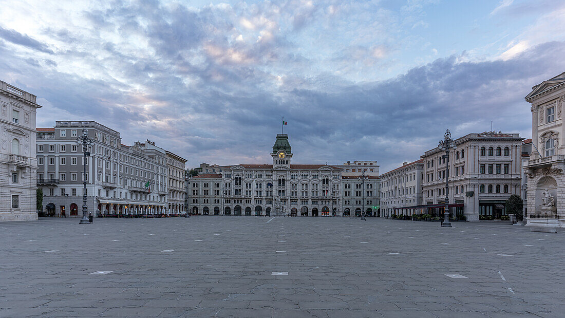 In the middle of Piazza dell&39;Unita d&39;Italia in Trieste, Friuli Venezia Giulia, Italy.