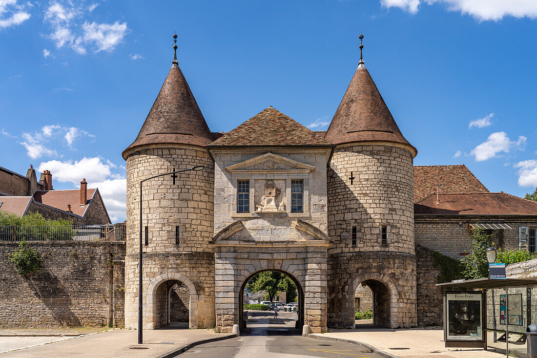 City gate Porte Rivotte in Besancon, Bourgogne-Franche-Comté, France, Europe