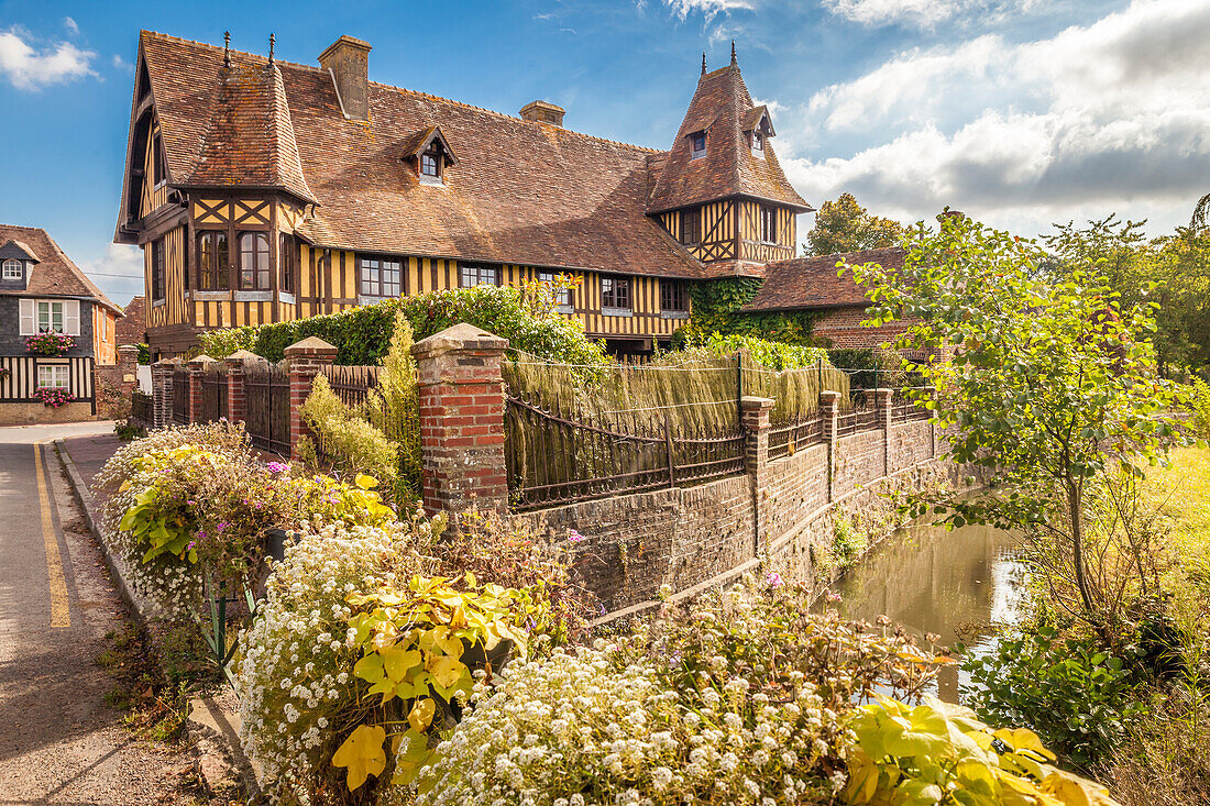 Historic half-timbered mansion in Beuvron-en-Auge, Calvados, Normandy, France