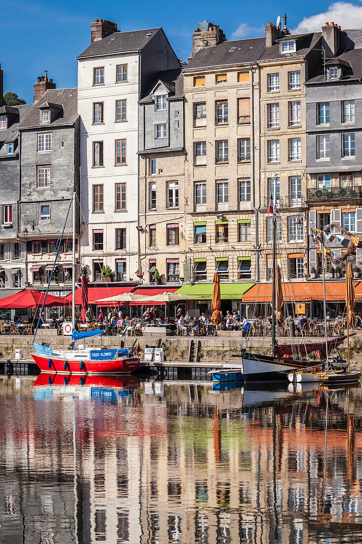 Sailing boats in the old port of Honfleur, Calvados, Normandy, France