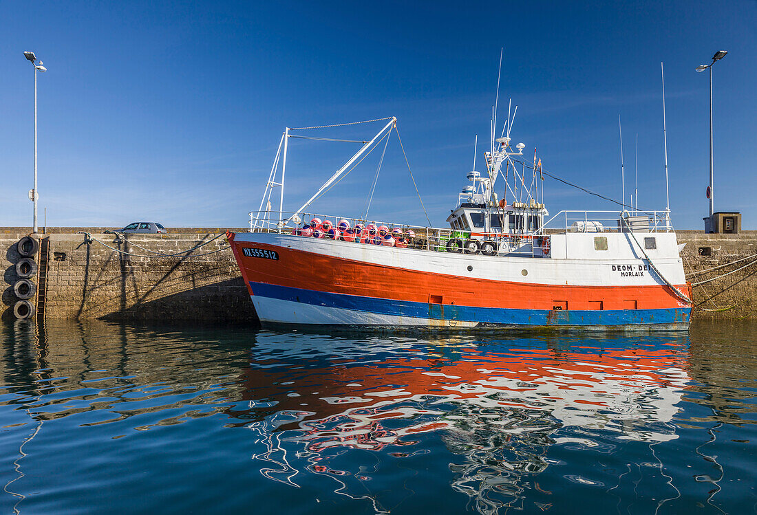 Fishing trawlers in the port of Roscoff, Finistère, Brittany, France