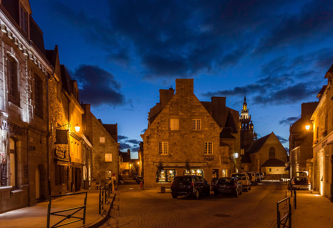Old town of Roscoff in the evening, Finistere, Brittany, France