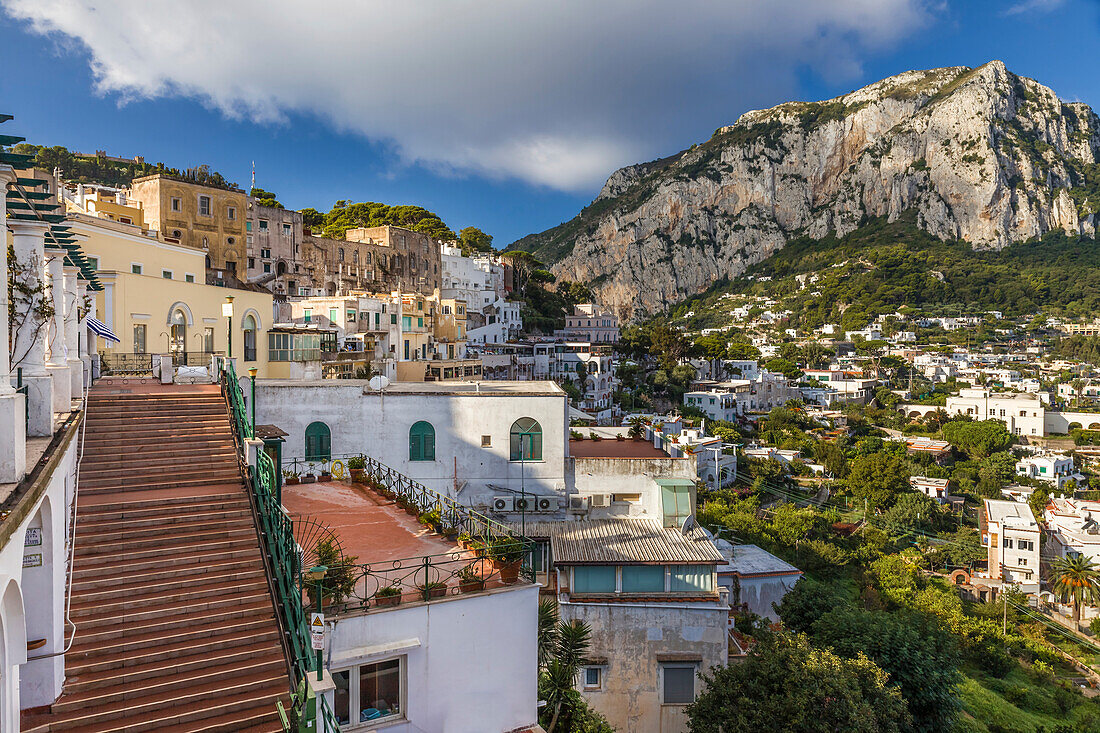 The town of Capri and Mount Cappello, Capri, Gulf of Naples, Campania, Italy