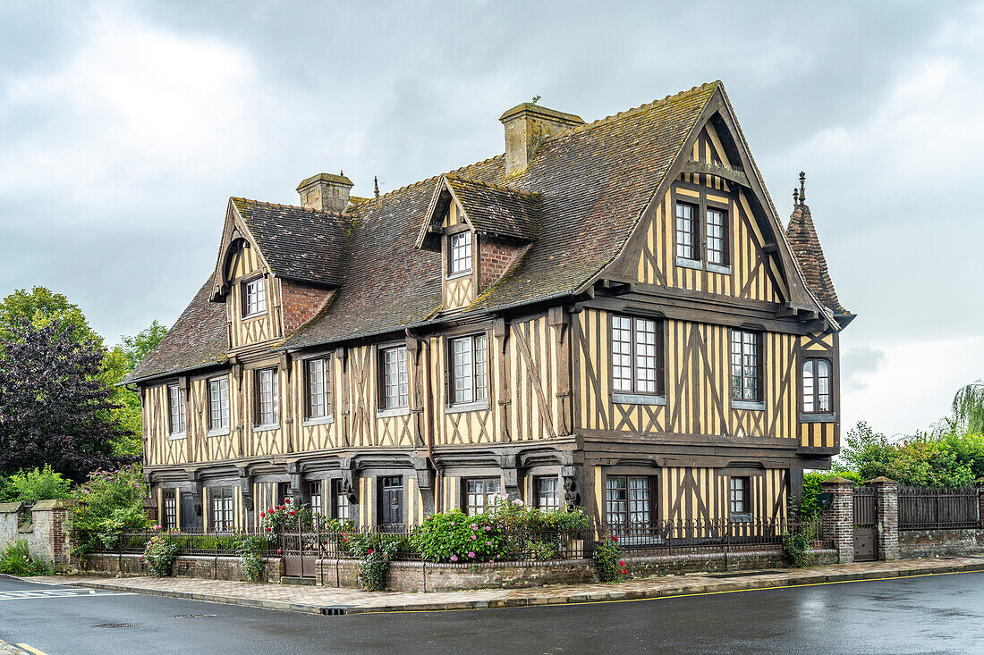 Half-timbered house in one of the most beautiful villages in France Beuvron-en-Auge, Normandy, France