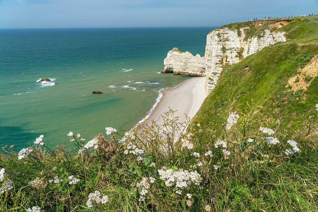 Felsklippen und Kreidefelsen von Etretat, Normandie, Frankreich  