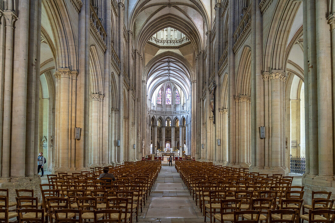 Interior of Notre-Dame de Coutances cathedral, Normandy, France