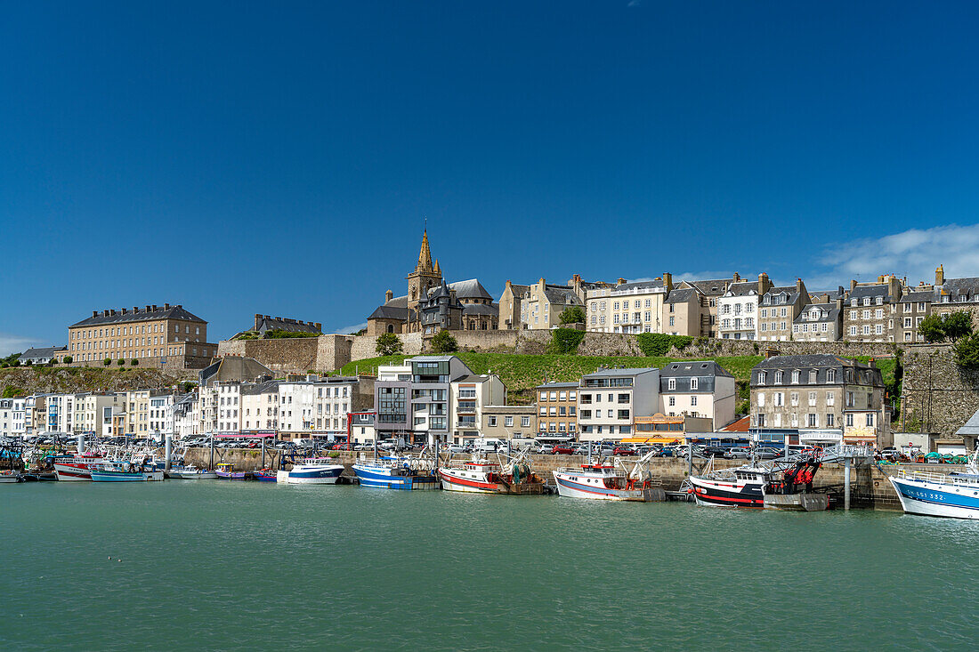 Cityscape with harbour, Granville, Normandy, France