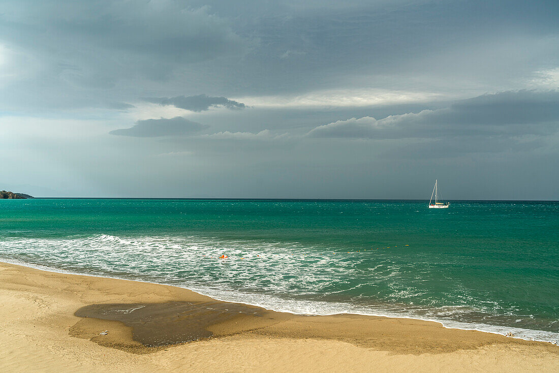 The deserted beach of Cefalu, Sicily, Italy, Europe