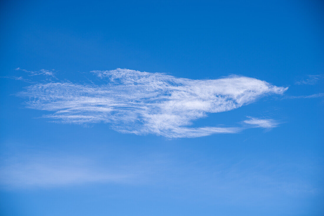 A single clear sky in an otherwise blue sky on a wintery day in Belgium.