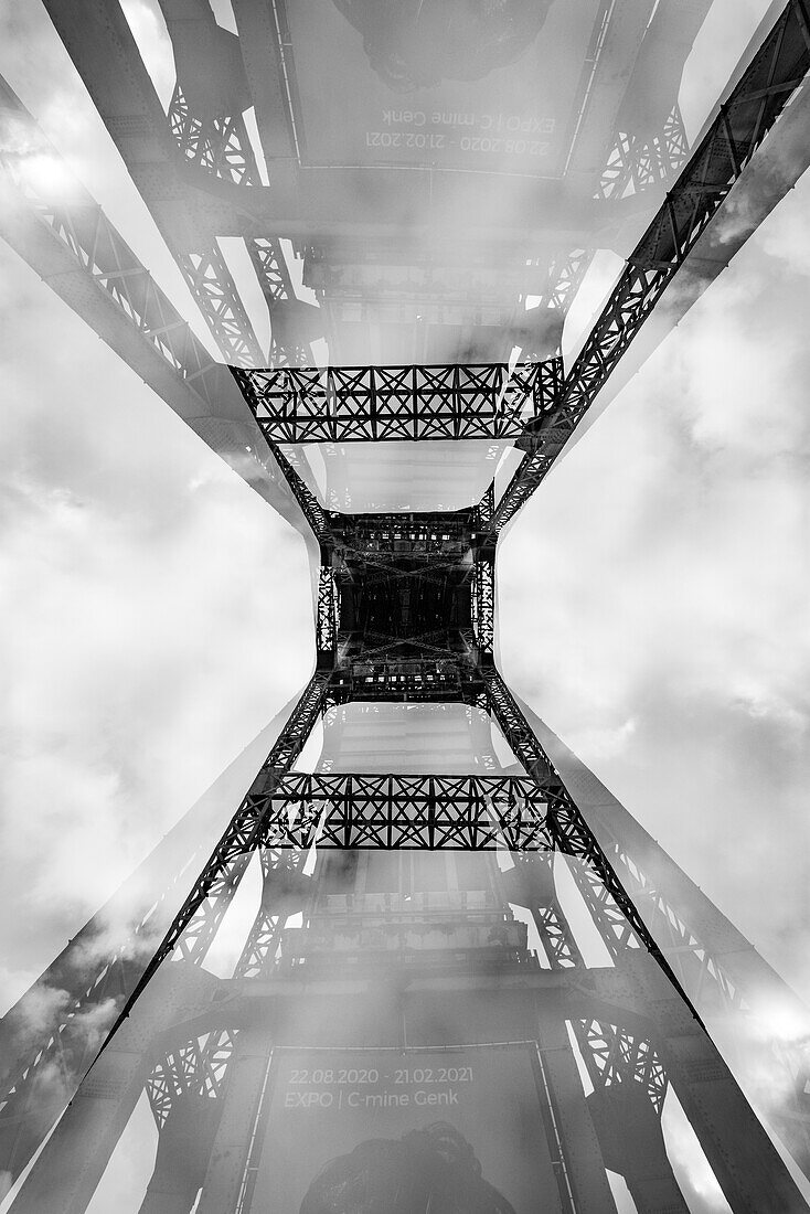 Double exposure of the mining tower from the coal mine in Gent, Belgium.
