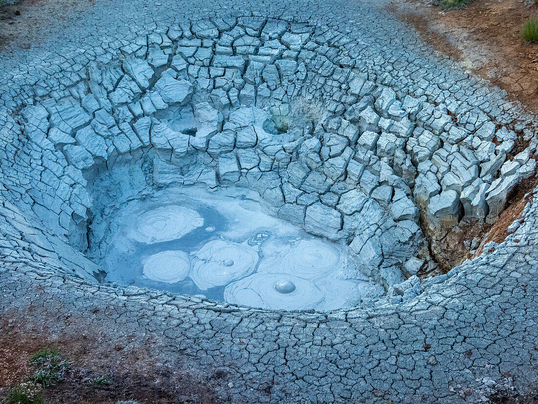 Geothermal mud pots located just outside the town of Husvik on the northern coast of Iceland, Polar Regions