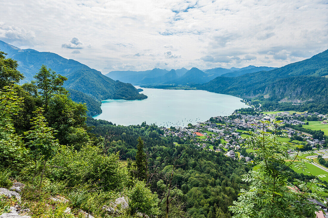 View from Plombergstein on Lake Wolfgang, Salzkammergut, Austria