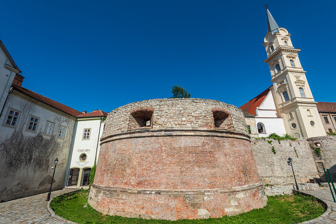 Roundel on the city wall of Sopron, Hungary