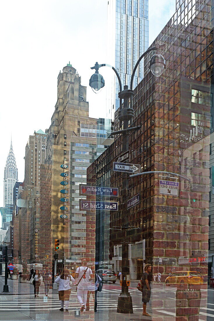 Lexington Avenue with reflection of Chrysler Building, Lexington Avenue, Midtown Manhattan, New York, New York, USA