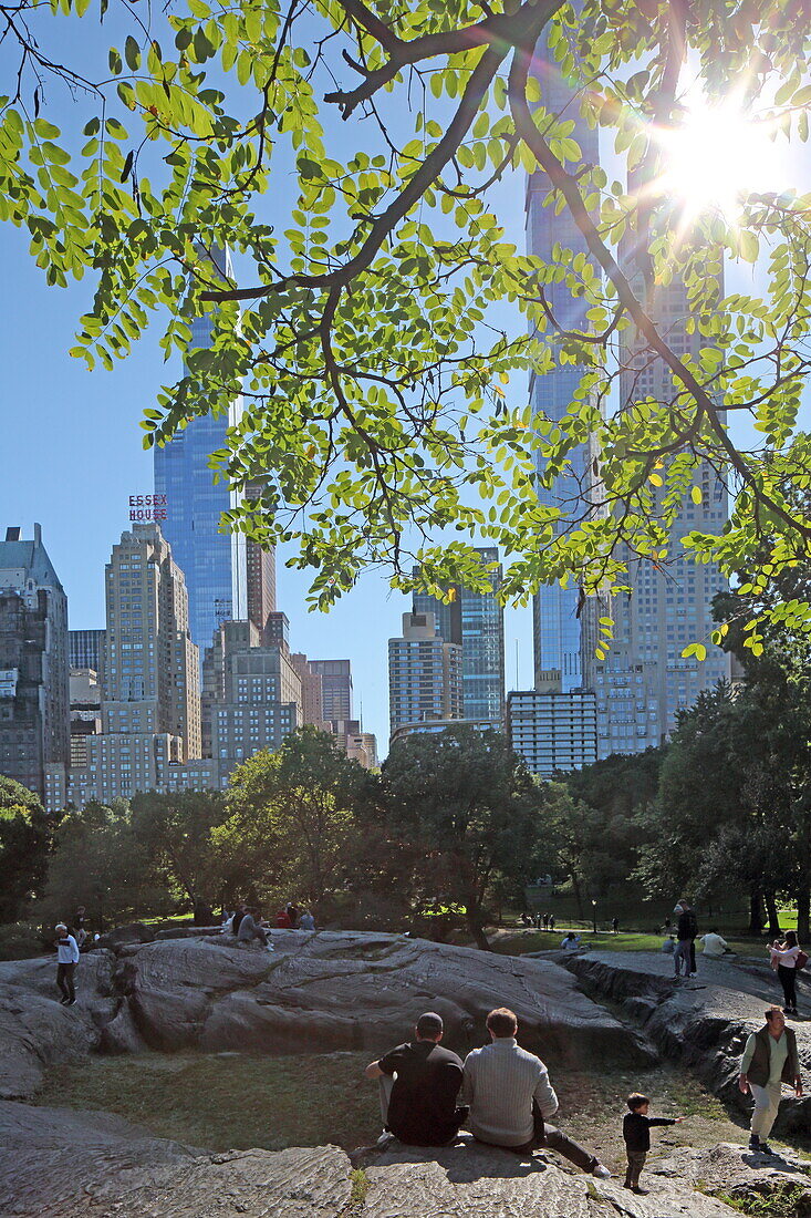 Central Park with the &#39;Pencil'39; skyscrapers of Billionaire Row (57 Street), Manhattan, New York, New York, USA